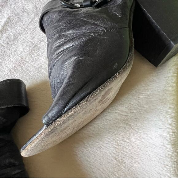 Marsell Bolla Black Leather Peep Toe Convertible Mule/Sling-Back Block Heel - Picture 6 of 14